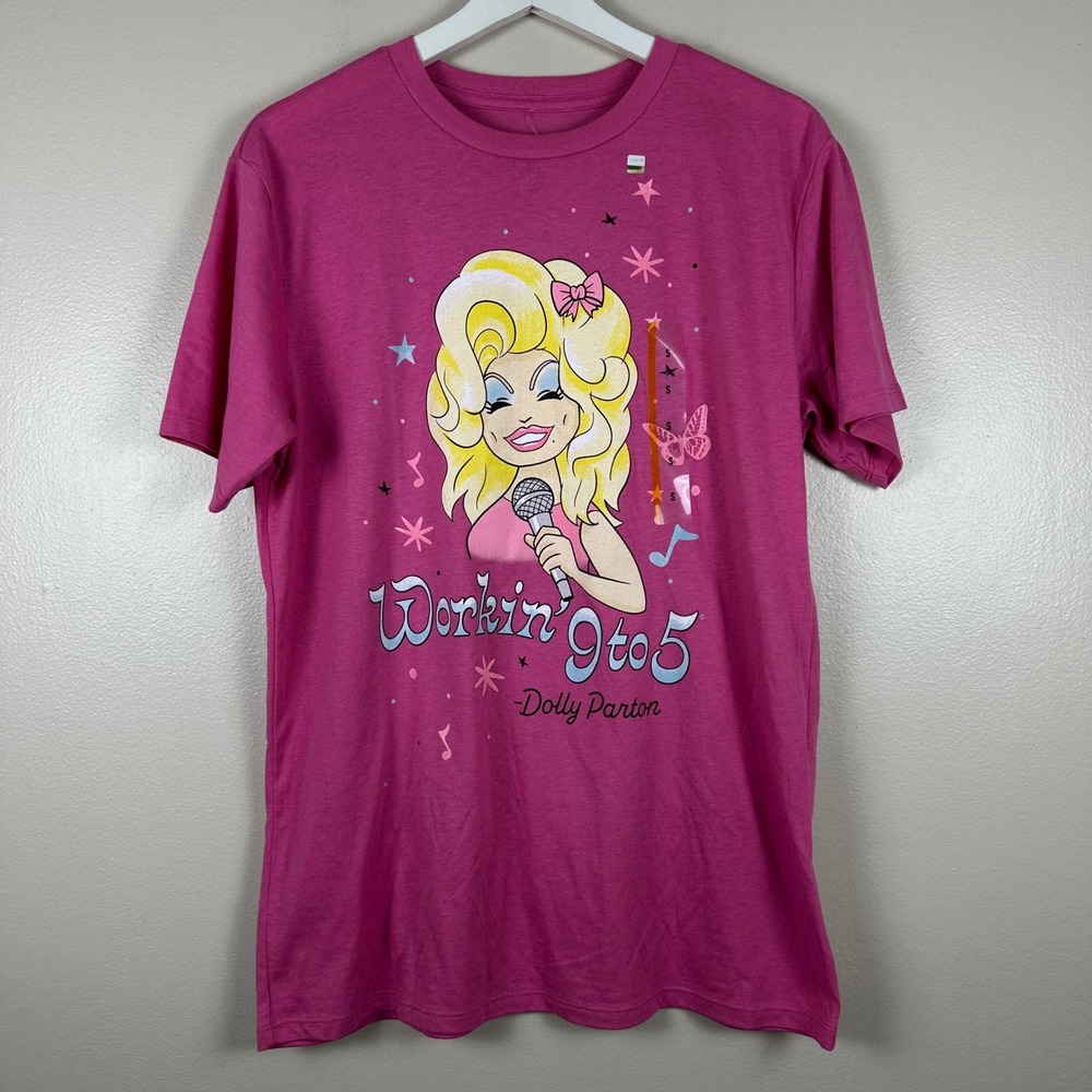 Dolly Parton Women's Small T-Shirt Pink Workin 9 to 5 Graphic Tee NEW